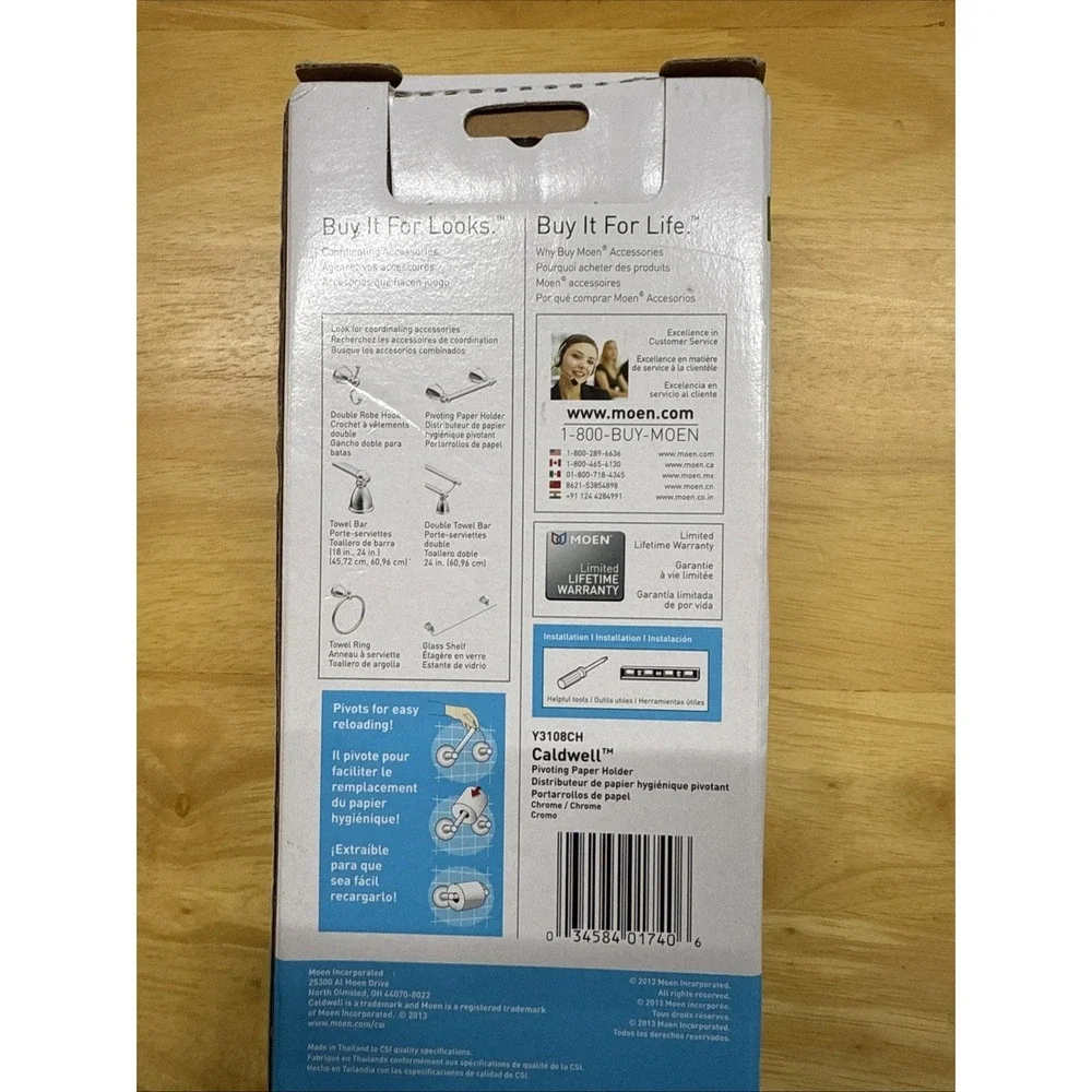 Moen Caldwell Pivoting Toilet Paper Holder- Model# Y3108CH - Chrome - New/Sealed